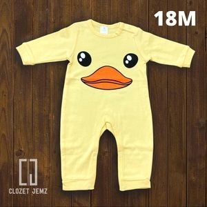 18 Month New Infant Romper With Long Sleeves- Yellow Duck Face